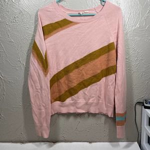 Anthro Motto Pink Round Neck Cotton Wool Alpaca Knit Blend Sweater Womens Medium